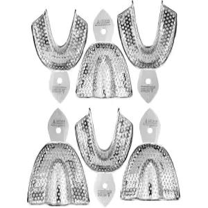 아트맨 인스트루먼트 치과용 인상 트레이 ？ 상부 및 하부 치아용 스테인리스 스틸 천공 오토클레이브 6개