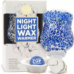 벨 아로마 비주 플러그인 왁스 워머 - 노불브 모자이크 디자인 + LED 글로우 강력한 향을 위한 히팅