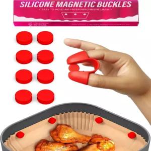 WM 무한 에어프라이어 자석 실리콘 버클 2 (9팩) 양피지 종이 라이너 고정 종이가 부풀어 오르는 것을