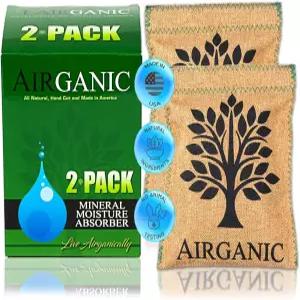 에어가닉 수분 흡수 제습기 백(2팩) - 옷장 자동차 안전 RV 욕실용 식물 및 미네랄 건조제 파우치 재사용