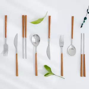 우드칼라 수저 포크 나이프 양식기 저분 커트러리세트 smk3+1Bam