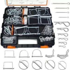 260PCS 헤비 듀티 히치 핀 모음 - 트레일러 트랙터 트럭 농장 및 잔디 장비 스노우 쟁기용 린치 PTO 코터