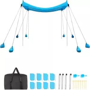 VEVOR 비치 텐트 선 쉘터 UPF50+ 자외선 차단 높이 6.6피트 10x10피트 8개의 모래주머니가 있는 이지 팝업