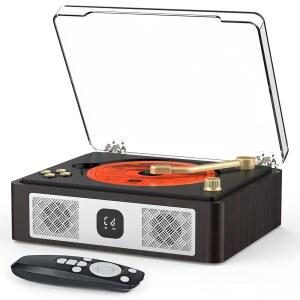 스피커가 내장된 CD 플레이어 블루투스 휴대용 화면 음악 불러일으키는 헤드폰 디스플레이 홈 향수를 월넛 리모컨 잭 입출력