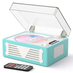 스피커 레트로 CD 플레이어 LED 완벽한 화면 충전식 입력/출력 AUX 리모컨 데코 홈 USB 블루투스 휴대용 엔터테인먼트에