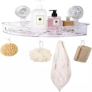 강력한 흡입 컵이 있는 WJHRHYJ 코너 샤워 캐디 후크가 노 드릴 90° 정리함 타일 유리 및