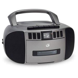 GPX BCA209S 휴대용 AM/FM 붐박스(CD 플레이어 및 카세트 ) 실버/그레이