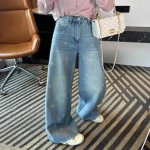 청바지 팬츠 꽃 연예인스타일 빅사이즈 청 비즈