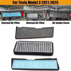 호환  테슬라 모델 33 하이랜드 2021-2025용 차량 외부 공기 흡입구 내장형 외부 필터 요소 및 공기 흡입구