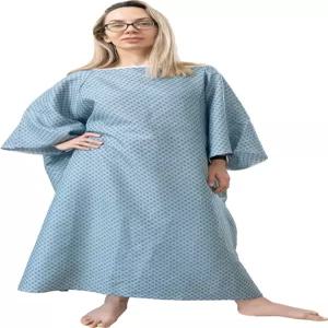 3팩 - 오버사이즈 병원 가운 5XL 밸류 워셔블 블루 스노우 크리스탈 프린트 듀얼 백 타이