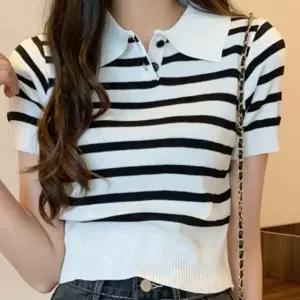 스트라이프 카라 여름 반팔니트 티셔츠 GD-E52 Kvx7+3qOy