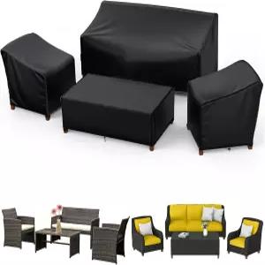 에이코스 파티오 가구 커버 야외 방수 외부 소파 잔디 의자 커피 테이블 버클 스트랩이 있는 방풍 세트 4개