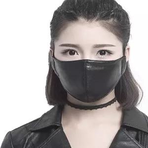 팅팅고 페이스 마스크 펑크 마우스 하프 PU 가죽 통기성 조절 모터사이클 의상