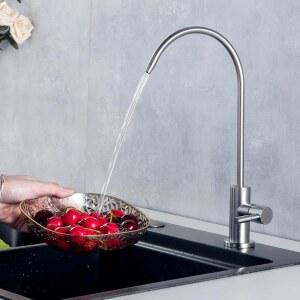 하이베산 식수 수도꼭지 RO 주방용 SUS304 스테인리스 바 싱크대 브러 니켈 비공기 간극에 가장 한 역삼투압 및 정수 여과 시스템 장착 DS-I5