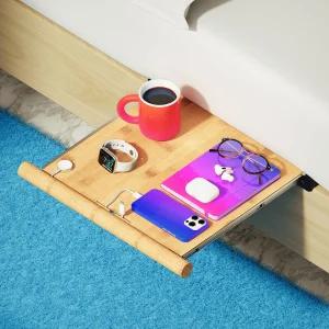 밤새 접을 수 있는 대나무 침대 옆 선반 ？ Stowy 박스 스프링 플랫 베이스 및 플랫폼 침대용 정리함 캐디