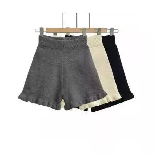 반바지 여성 여름 허리 밴딩 니트 하이웨스트 슬림핏 와이드 바지 admr1