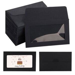 BLSUREFYX 72 PCS 기프트 카드 봉투 3 9 x 2 4 인치 홀더 선물 소매 생일 파티 추수감사절 사업 초대장 블랙