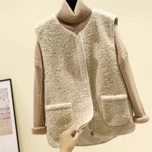 여성 겨울 레이어드 양털 후리스 베스트 뽀글이 조끼 zLg1+6Tln