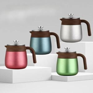 스테인리스 스틸 티타늄 코팅 티포트 라이너 대용량 차 분리 손잡이 단열 커피