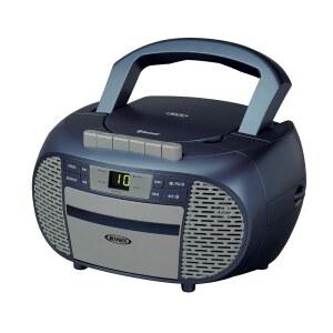 JENSEN CD-550BT-BL 휴대용 스테레오 블루투스 컴팩트 라디오 (AM/FM CD 지원 u2013 블루 핸들 카세트 플레이어
