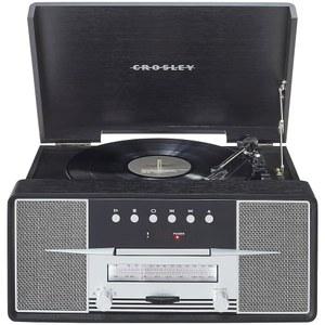 크로슬리 CR7016A-BK 랩소디 7-in-1 블루투스 블랙 AM/FM CD 라디오 레코드 턴테이블 플레이어 3단 비닐
