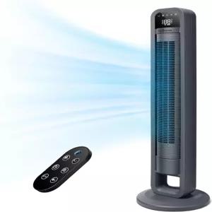 옴니브리즈 디지털 전기 타워 팬 리모컨이 있는 내부 진동 LED 디스플레이 스탠딩 블레이드 없는 바닥 냉각