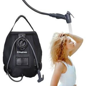 킹캠프 솔라 샤워백 온도계가 있는 20L 누수 호스 탈착식 / 캠핑 방지 샤워 5갤런 디자인 교체형