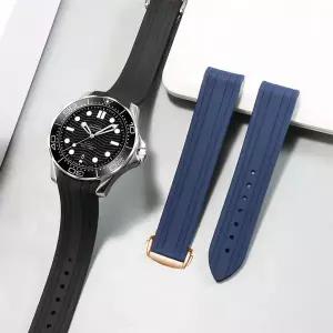 호환  Seamaster 300 용 오메가 용 20mm 방수 손목 벨트 남성 여성 팔찌 시계 곡선 엔드 고무 실리콘 시계