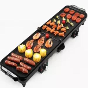 선비프로 전기 그릴 실내 1600W 대형 플랫 탑 17.5인치 x 9인치 논스틱 플레이트 온도 조절 가능한 쿠킹 존