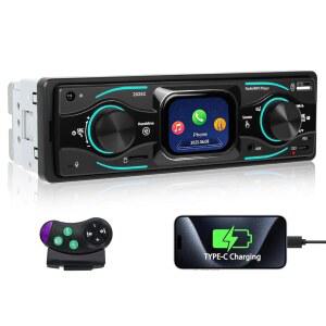 MOTORSI 1인치 터치 스크린 충전 지원 MP3 오디오 AUX 다채로운 블루투스 USB 빠른 EQ 자동차 스테레오 12V 조명 FM IN SD 라디오 싱글 플레이어