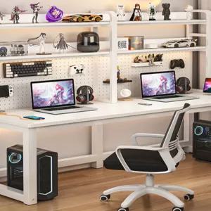 2인용 게이밍책상 컴퓨터 데스크탑 모텔 선반 펜션 듀얼모니터 철제