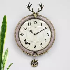 무소음 사슴 장식 신주도금 주물 추벽시계 HCP-236G