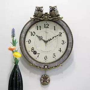 무소음 부엉이 장식 신주도금 주물 추벽시계 HCP-238G