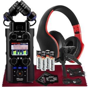 H5Studio 핸디 32비트 오디오 대형 XY 마이크(19 4mm) 6트랙 레코딩 게인 노브 삼각대 F 시리즈 프리 XLR 케이블 폰 영화 제작자 뮤 크리에이터용 SD