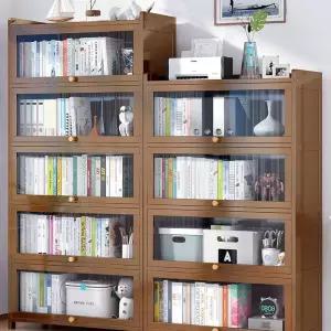 원목 문달린 책장 여닫이 북타워 원목책장 서재 유리문