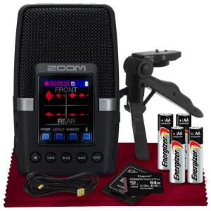 H2 멀티 마이크 핸디 32비트 3개가 내장된 휴대용 64GB SD 배터리 음악 팟 트 라이브 스트리밍 등을 위한 USB 케이블 및 삼각대