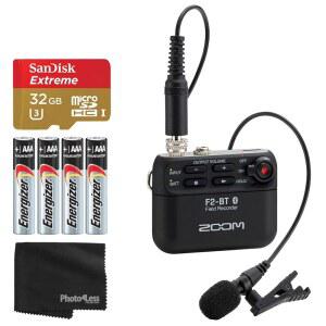 라 에 폰 32GB SDHC 메모리 카드 AAA 알칼리 배터리 청소용 천이 포함된 F2 BT 울트라콤팩트 블루투스 지원 휴대용 필드 상위 가치 번들