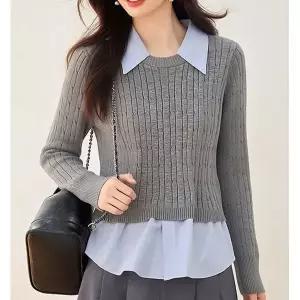 [하프클럽/패션]셔츠레이어드 니트블라우스 266F796F