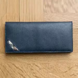 [옴니아] 홈앤 남성 장지갑 천연소가죽 슬림형 체크무늬포인트 투톤배색 시피아노소가죽 지갑선물 정품케이스 남친 아버지선물