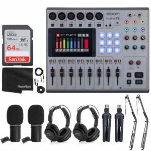 포드트랙 P8 멀티트랙 팟 트 2배 ZDM 1 마이크 폰 윈드스크린 테이블탑 스탠드 64GB 메모리 카드 붐 암 케이블 궁극의 번들