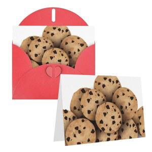 FHEDVBN 초콜릿 칩 비스킷 인사말 카드 세트 빈 4x6 인치 생일 웨딩 공감 감사 모든 경우를 위한 봉투가 포함된 메모