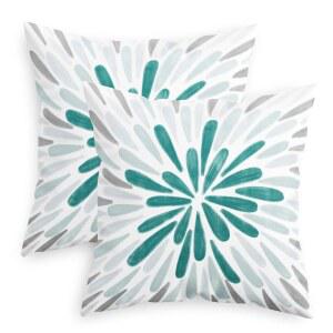 칼리타임 던지기 베개 커버 장식용 화려한 블루 장식 청록색 농가 침대 그린 팩 쿠션 플리스 그레이 케이스 2개의 소파 18X18인치