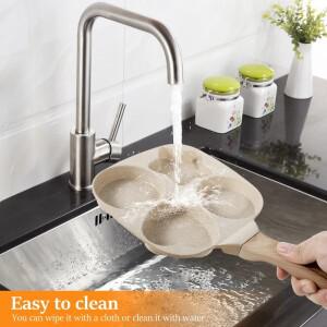 가정용 4구 프라이팬 논스틱 아침식사 버거 계란 팬케이크 메이커 나무 손잡이 메디컬 스톤 오믈렛 팬