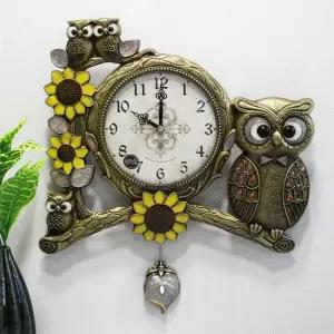 무소음 우리집 햇살 부엉이 신주도금 주물 추벽시계 HCP-222G