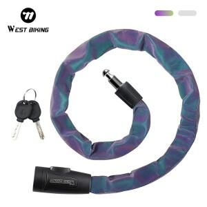 웨스트 바이킹 자전거 반사 체인 잠금 장치 휴대용 도난 방지 고보안 72/75cm MTB 산악 스쿠터 전기