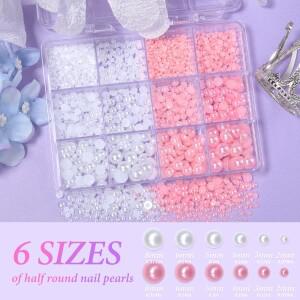 1세트 플랫백 네일 아트 진주 및 라인스톤 장식 공예용 3-8mm AB 클리어 젬 주얼리 제작 액세서리