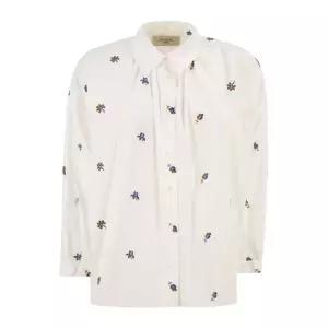 위켄드 버터플라이 자수 퍼프 슬리브 코튼 셔츠 2615111042600 001