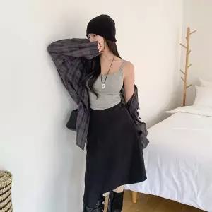 [하프클럽/]여자 클래식 남방 격자 베이직 후디 남방