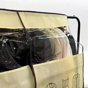 [생활] 부직포 투명창 행거커버 아이보리 의류 보호 커버 옷장 정리 용품