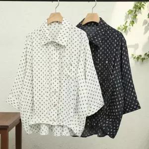 [하프클럽/]여자 미니패턴 폴로카라 빅사이즈 셔츠